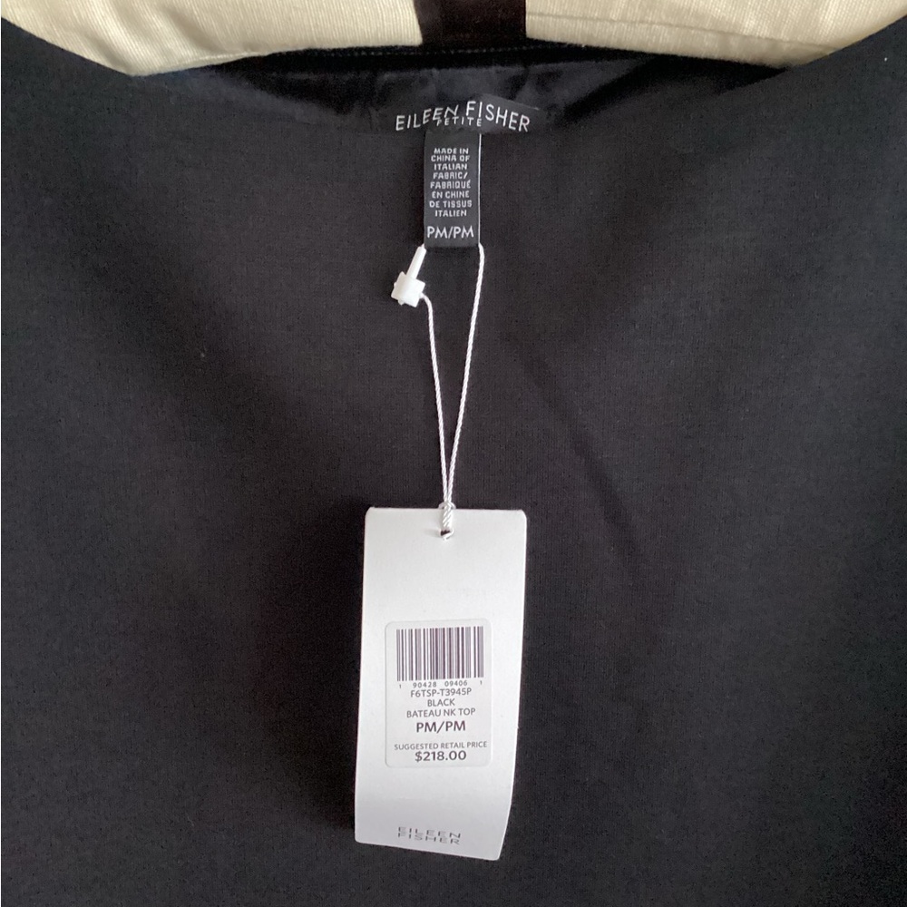 🚨Final Sale🚨! NWT Eileen Fisher Black Short Sleeve Top Size MP - Picture 4 of 7